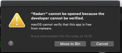 Developer Cannot be verified